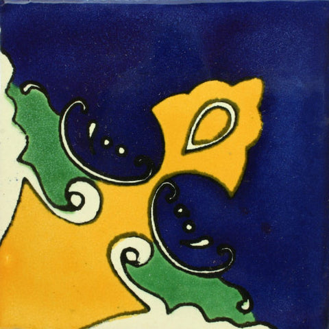 Mexican Corner Tile-Border Decorative-Yellow and blue