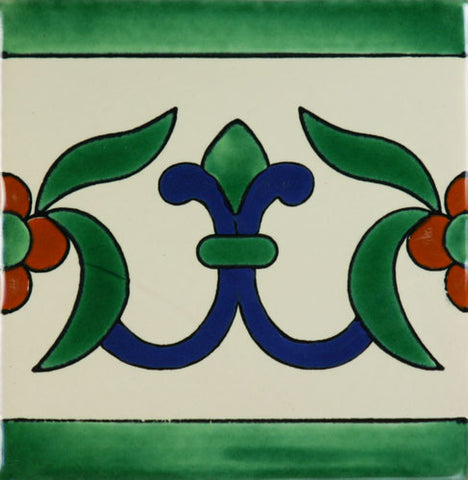 Especial Mexican Tile - Flor De Liz Blanco Y Cobalto