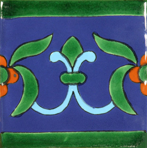 Especial Mexican Tile - Flor De Liz Cobalto Y Azul