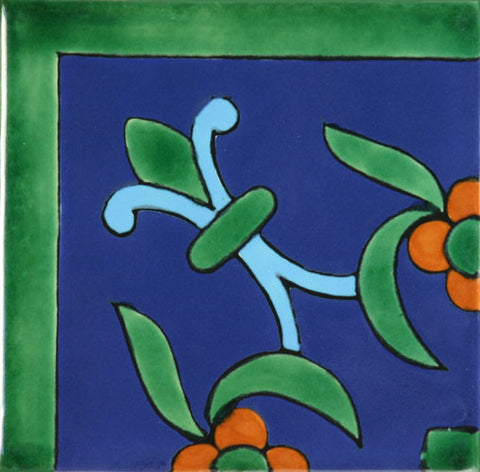Especial Mexican Tile - Flor De Liz Corner Cobalto Y Azul