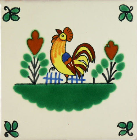 Espcecial ceramic Mexican decorative tile - rooster
