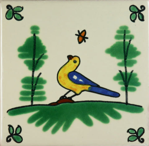 Especial Decorative Ceramic Mexican Tile - Bird and butterfly