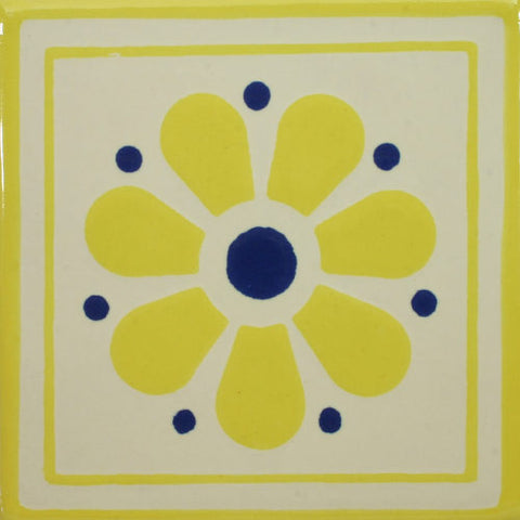 Yellow daisy Mexican decorative tile