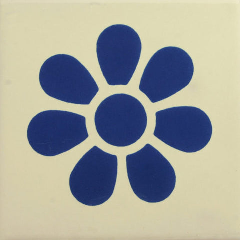 Especial ceramic Decorative Mexican Tile - blue daisy