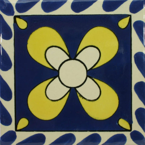 Especial ceramic Decorative Mexican Tile- blue and yellow