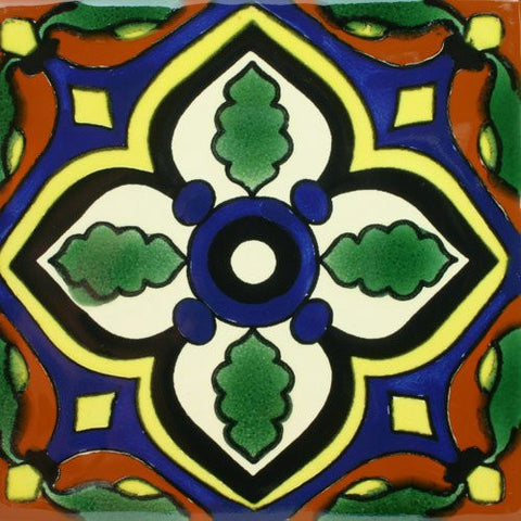 Bold Mexican ceramic pool tile