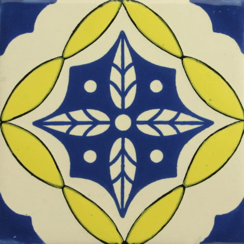 Espcecial ceramic Mexican decorative tile - hojas cruzadas