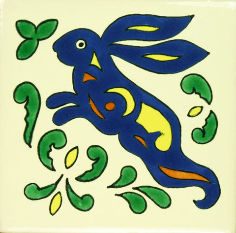 Especial ceramic Decorative Spanish Tile - blue rabbit