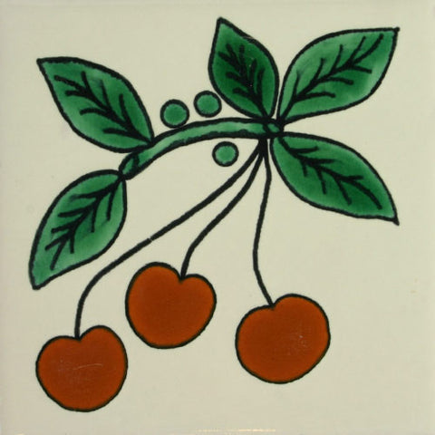 Especial ceramic Decorative Mexican fruit Tile - cherries