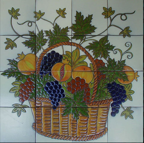 Mexican Style Mural - Cesta Con Uva