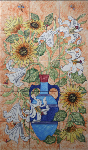 Mexican Style Mural - Girasol Y Lirio