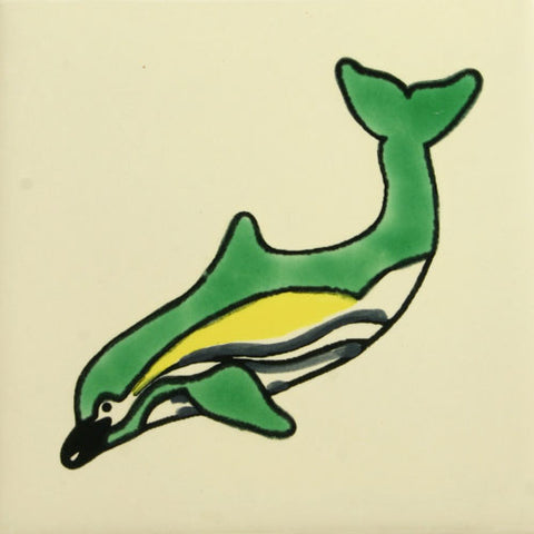 Especial ceramic Decorative Mexican Tile - dolphin  