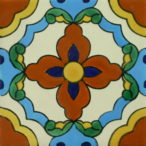 Ceramic Mexican tile-- Flor Terra Cota