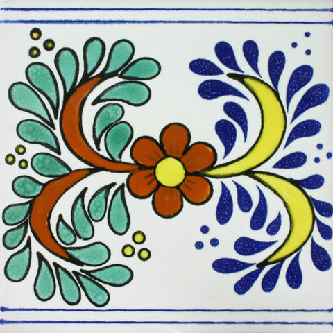 Especial Mexican Tile - Flor Y Hiedra Blanco Puro Cenefa