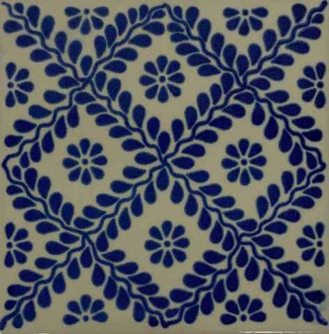 Porcelain Mexican Tile - Blue Vines
