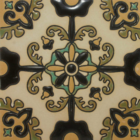 Moorish style raised relief tile