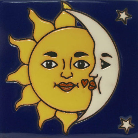 Raised relief sun and moon tile