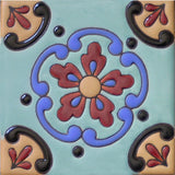 Raised relief hand painted Mexican tile