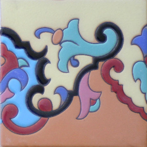 Raised relief Mexican tile border