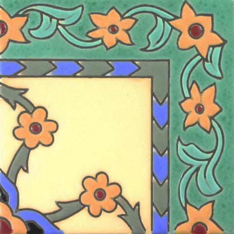 Prima Mexican Tile - Cadena De Flores Corner Outside Border