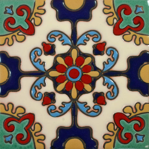 thumbnail image 2 of Set Of 100 Handmade Mexican Talavera Ceramic Tiles | 2x2 Handpainted Clay Tile | Decorative 2 of 5
