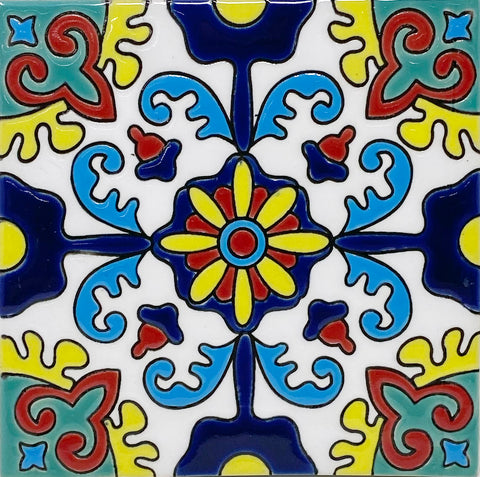 Porcelain Malibu style Mexican Tile - Otono Azul y Oro