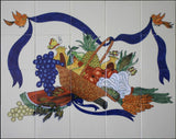 Mexican Style Mural - Aves Y Cesta De Frutas