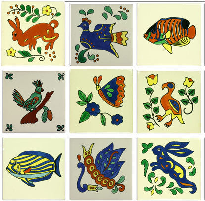 whimsical animals ceramic Mexican tile collection