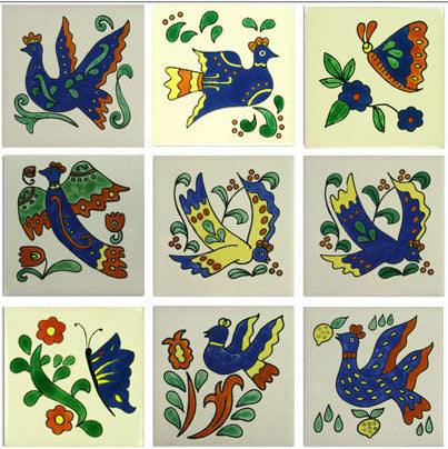 Birds and Butterflies Ceramic Mexican Tile collection