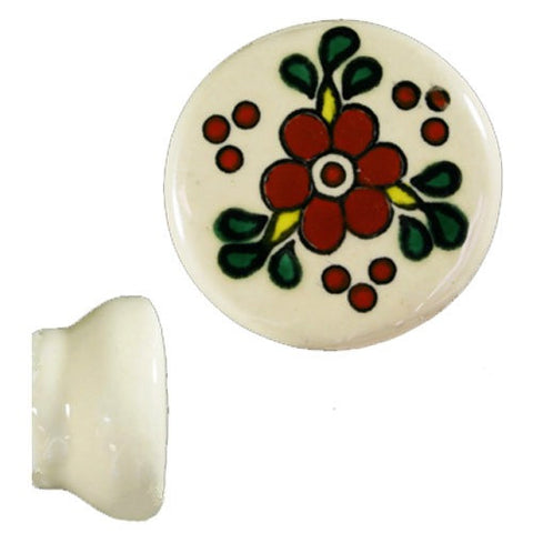 Hand Painted Ceramic Knob - Flor Y Hiedra
