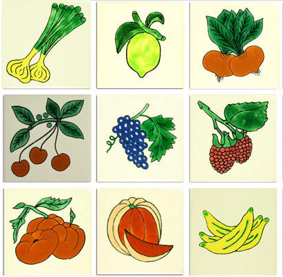 Fruit and Vegetable designs ceramic Mexican tile collection