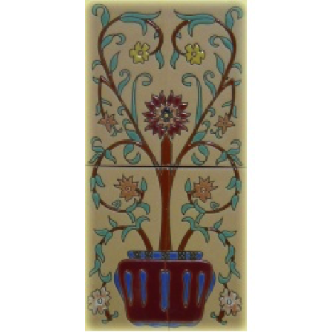Raised relief floral tile mural