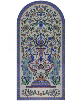Raised relief Persian-style tile mural