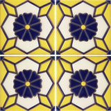 Raised relief blue and yellow tile