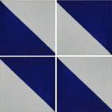 4 tile array of blue and white Mexican tile