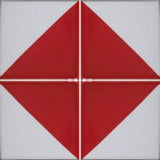 four tile array red and white Mexican tile