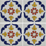 4 tile array Campeche Mexican decorative tile