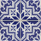4 tile array cobalt blue and white pattern decorative tile
