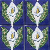 4 tile array Calla lily Mexican tile