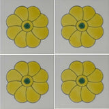 4 tile array yellow flower Mexican tile