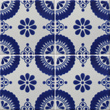 blue and white pattern tile array