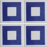 4 tile array blue and white square geometric tile