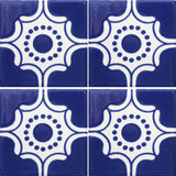 4 tile array of Arabesque Azul Mexican ceramic tile