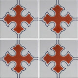4-tile array decorative Mexican tile red cross