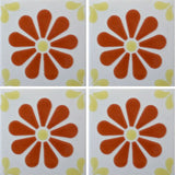 4 tile array decorative Mexican tile daisy