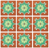 Especial Decorative Tile - Arabesque, Terra Cota y Verde